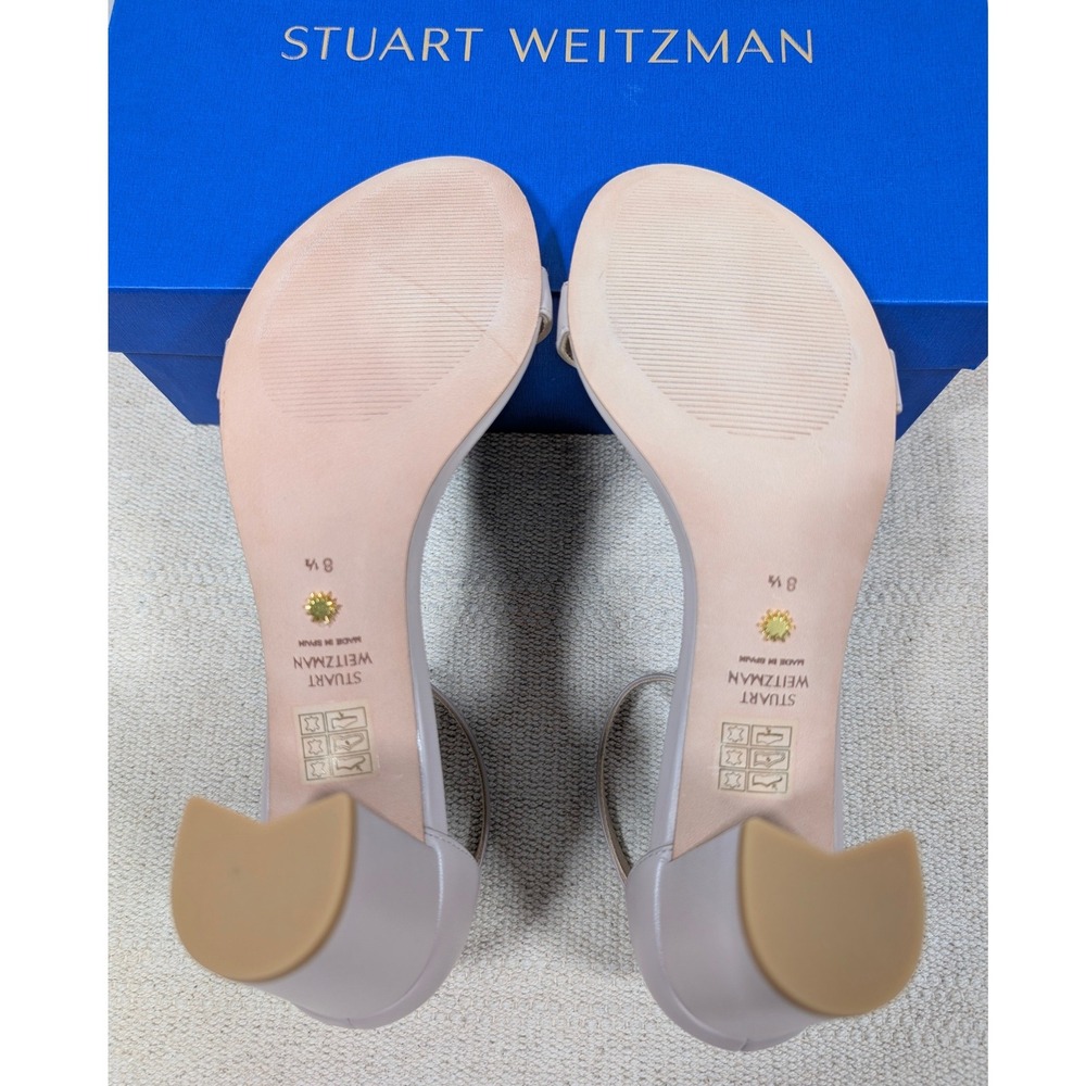 Stuart Weitzman Nearlynude Dolce Smooth Calf Leather Block Heel Sandals 8.5 AA - Picture 8 of 12